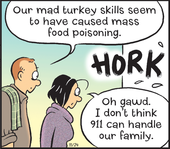 Gesture OCR: Our mad turkey skills seem to have caused mass food poisoning. HORK Oh gawd. I don't think 911 can handle our family. 11/24 Our mad turkey skills seem to have caused mass food poisoning. HORK Oh gawd. I don't think 911 can handle our family. 11/24