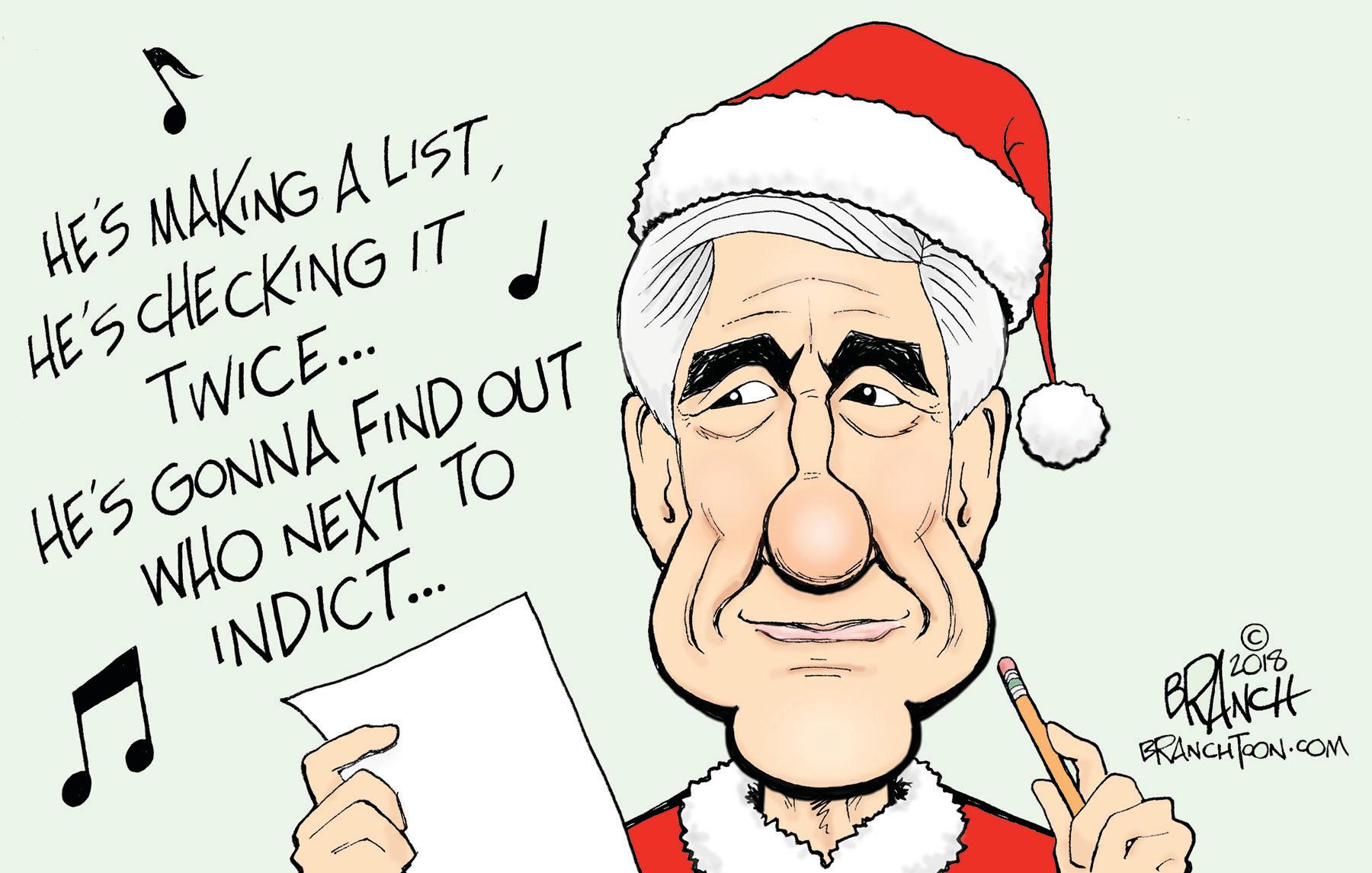 Fictional character OCR: HE'S MAKING A LISTHE's CHECKING IT TWICE.. HE'S GONNA FIND OUT WHO NEXT TO INDICT. 2018 FRANCHTFON-COM HE'S MAKING A LISTHE's CHECKING IT TWICE.. HE'S GONNA FIND OUT WHO NEXT TO INDICT. 2018 FRANCHTFON-COM