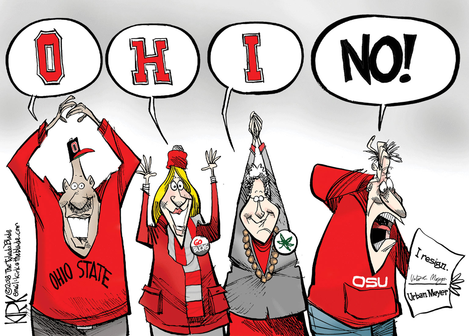 Apron OCR: OHO NO! I resign. OSU OHIO STATE Urban Meyer) ADVO2018 The toledo lade emailikirkotheblade.com OHO NO! I resign. OSU OHIO STATE Urban Meyer) ADVO2018 The toledo lade emailikirkotheblade.com