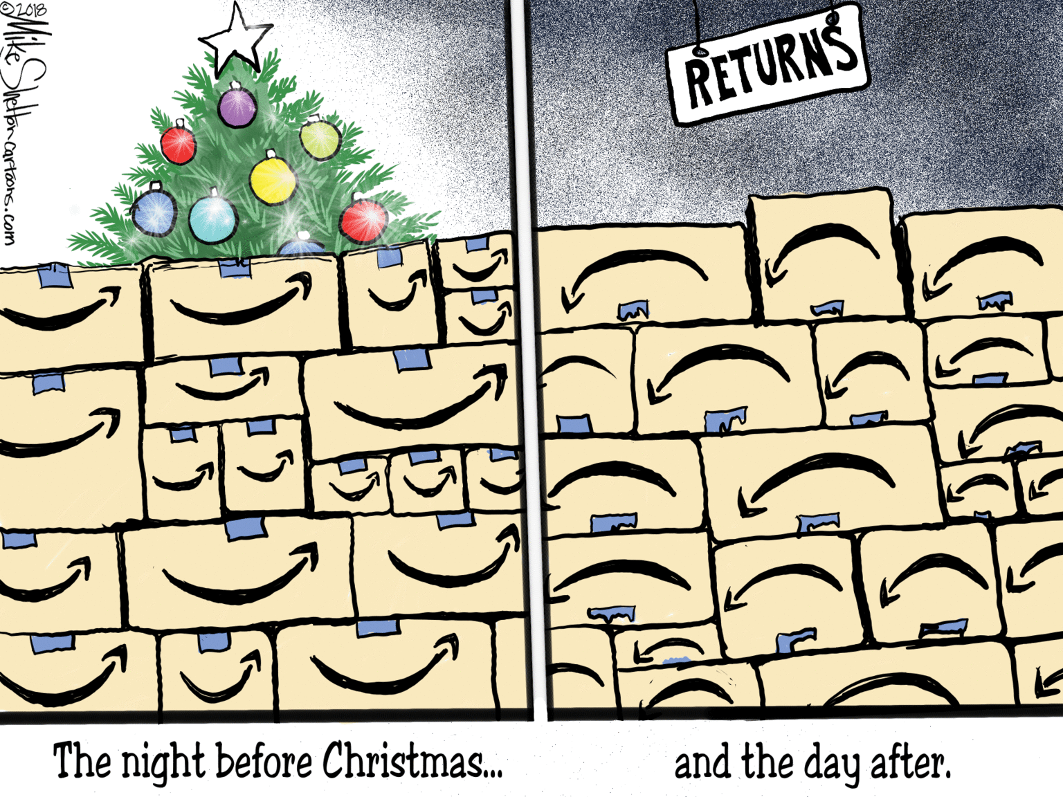 Pattern OCR: OL018 RETURNS The night before Christmas. and the day after. 5) artoons.com OL018 RETURNS The night before Christmas. and the day after. 5) artoons.com