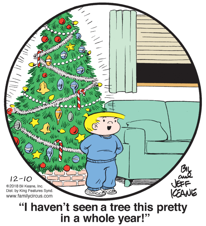 Evergreen OCR: www. BIL 12-10 JEFF CEANE "I haven't seen a tree this pretty ©2018 Bil KeaneInc. Dist. by King Features Synd. www.familycircus.com in a whole year!" www. BIL 12-10 JEFF CEANE "I haven't seen a tree this pretty ©2018 Bil KeaneInc. Dist. by King Features Synd. www.familycircus.com in a whole year!"