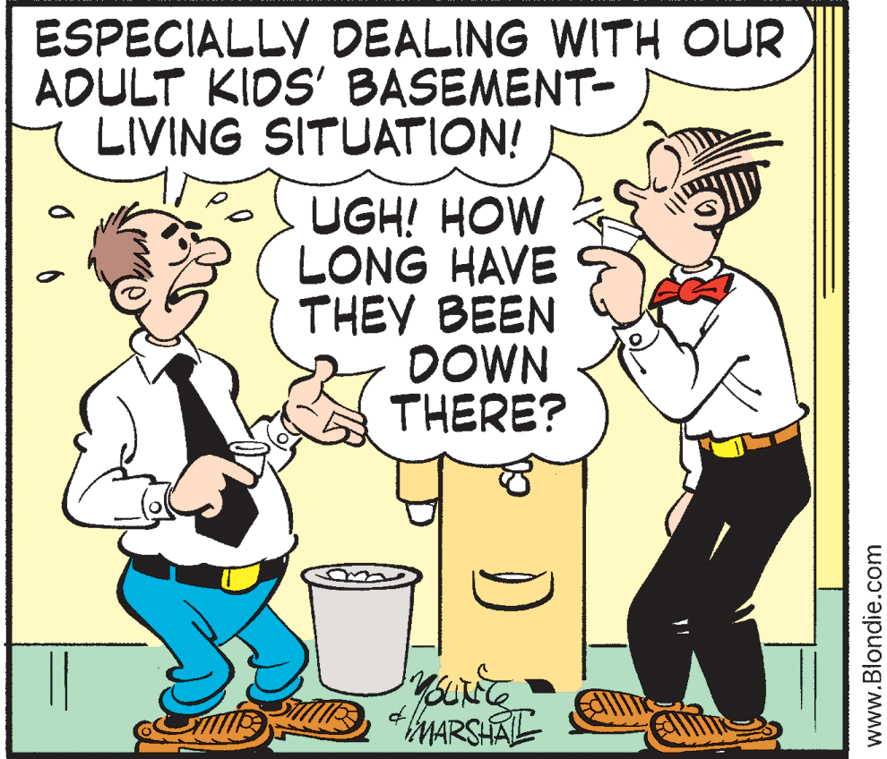 Interaction OCR: ESPECIALLY DEALING WITH OUR ADULT KIDS' BASEMENT- LIVING SITUATION! UGH! HOW LONG HAVE THEY BEEN DOWN THERE? MARSHAL www.Blondie.com ESPECIALLY DEALING WITH OUR ADULT KIDS' BASEMENT- LIVING SITUATION! UGH! HOW LONG HAVE THEY BEEN DOWN THERE? MARSHAL www.Blondie.com