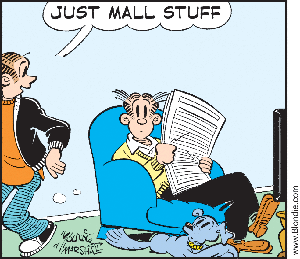 Graphics OCR: JUST MALL STUFF MARSHAL www.Blondie.com JUST MALL STUFF MARSHAL www.Blondie.com