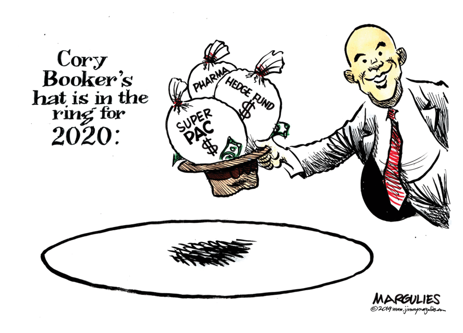 Humour OCR: Cory Booker's hat is in the ring for 2020: PHARMA HEDGE SUPER PAC MARGULIES Cory Booker's hat is in the ring for 2020: PHARMA HEDGE SUPER PAC MARGULIES