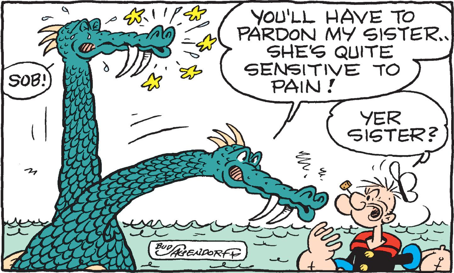 Happy OCR: YOU'LL HAVE TO PARDON MY SISTER. SHE'S QUITE SENSITIVE TO PAIN ! SOB!) YER SISTER? CENDORFE YOU'LL HAVE TO PARDON MY SISTER. SHE'S QUITE SENSITIVE TO PAIN ! SOB!) YER SISTER? CENDORFE
