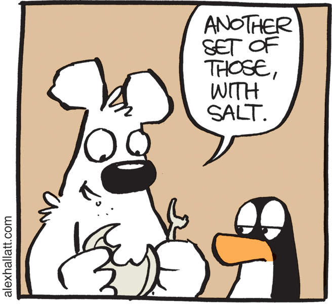 Animated cartoon OCR: ANOTHER SET OF THOSEWITH SALT. alexhallatt.com ANOTHER SET OF THOSEWITH SALT. alexhallatt.com