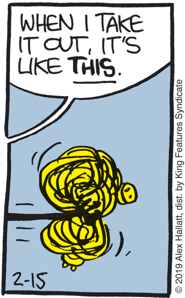 Handwriting OCR: WHEN I TAKE IT CUTIT'S IKE THIS. 2-15 © 2019 Alex Hallattdist. by King Features Syndicate WHEN I TAKE IT CUTIT'S IKE THIS. 2-15 © 2019 Alex Hallattdist. by King Features Syndicate