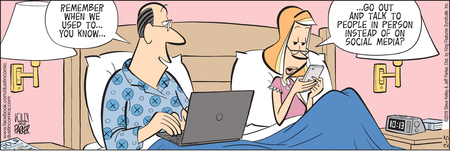 Sharing OCR: REMEMBER WHEN WE USED TO... YOU KNOW... .GO OUT AND TALK TO PEOPLE IN PERSON INSTEAD OF ON SOCIAL MEDIA? 10:13 dustinacebook.c Scom REMEMBER WHEN WE USED TO... YOU KNOW... .GO OUT AND TALK TO PEOPLE IN PERSON INSTEAD OF ON SOCIAL MEDIA? 10:13 dustinacebook.c Scom