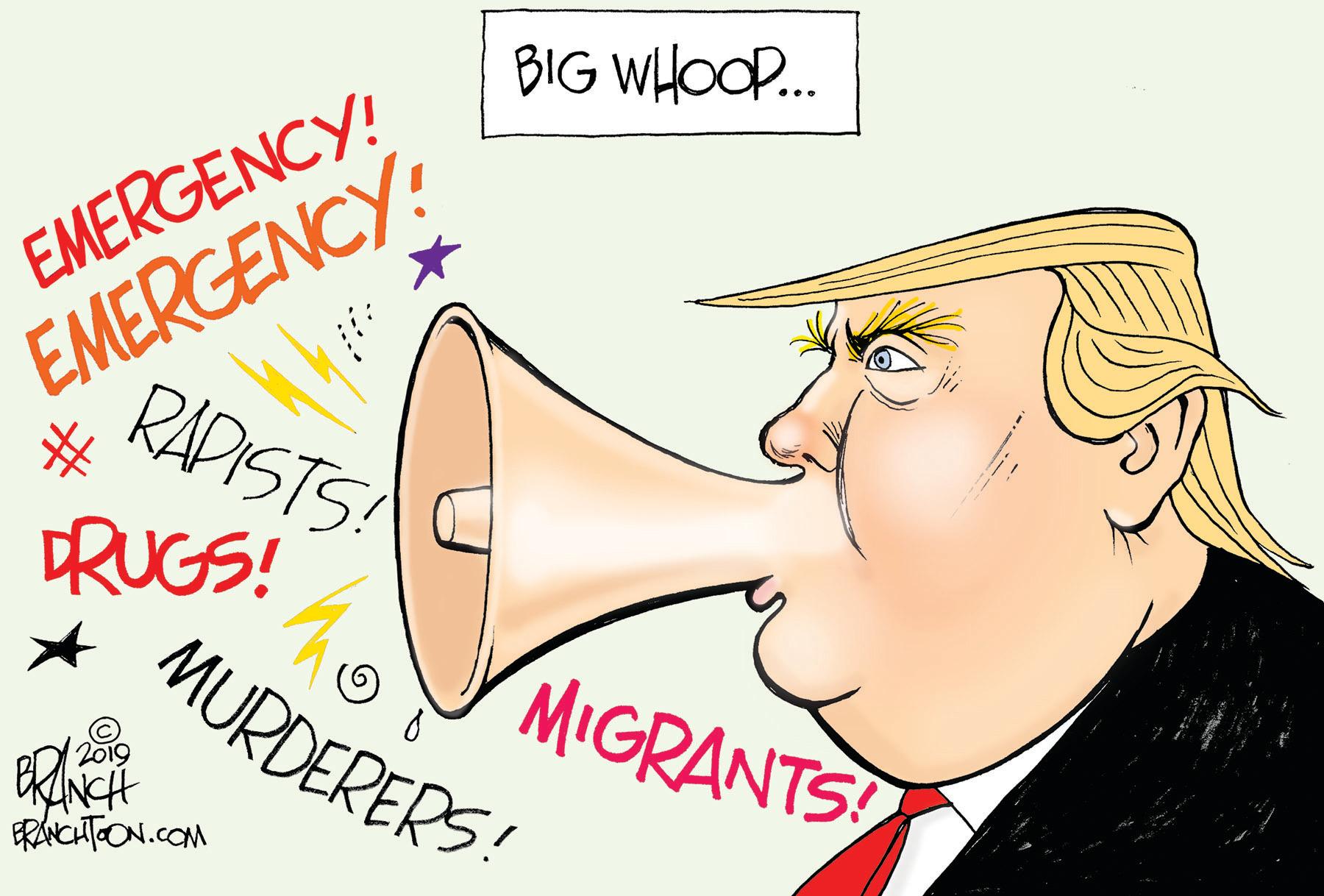 Costume hat OCR: BIG WHOO.. EMERGENCY: RAPISTS! EMERGENCY! RUGS! MURDERERS! MIGRANTS! BIG WHOO.. EMERGENCY: RAPISTS! EMERGENCY! RUGS! MURDERERS! MIGRANTS!