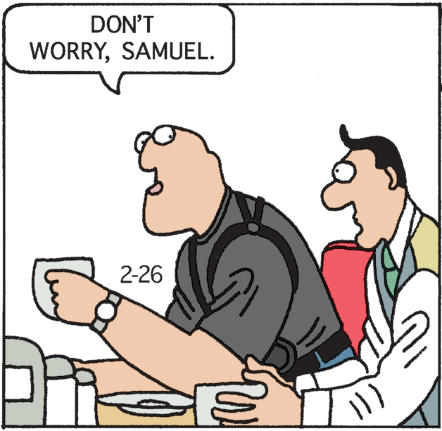 Drawing OCR: DON'T WORRYSAMUEL. 2-26 DON'T WORRYSAMUEL. 2-26