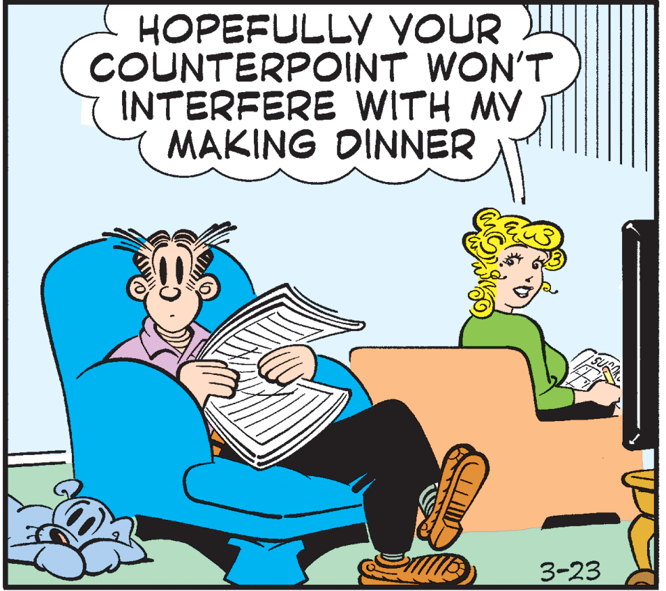 Pleased OCR: HOPEFULLY YOUR COUNTERPOINT WON'T INTERFERE WITH MY MAKING DINNER 3-23 HOPEFULLY YOUR COUNTERPOINT WON'T INTERFERE WITH MY MAKING DINNER 3-23