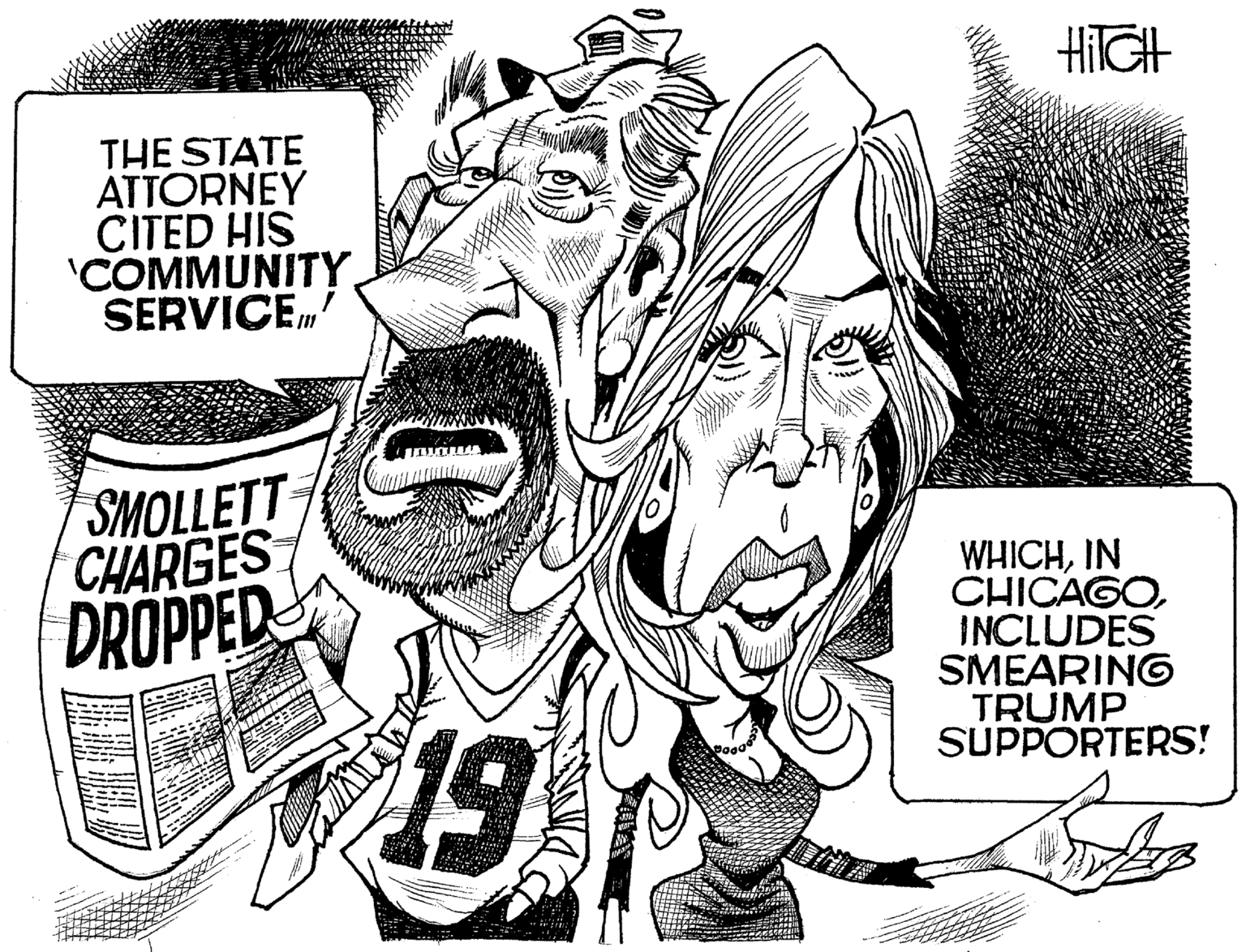Gesture OCR: HilGH THE STATE ATTORNEY CITED HIS 'COMMUNITY. SERVICE' SMOLLETT CHARGES DROPPED WHICHIN CHICAGOINCLUDES SMEARING TRUMP SUPPORTERS! 19 HilGH THE STATE ATTORNEY CITED HIS 'COMMUNITY. SERVICE' SMOLLETT CHARGES DROPPED WHICHIN CHICAGOINCLUDES SMEARING TRUMP SUPPORTERS! 19