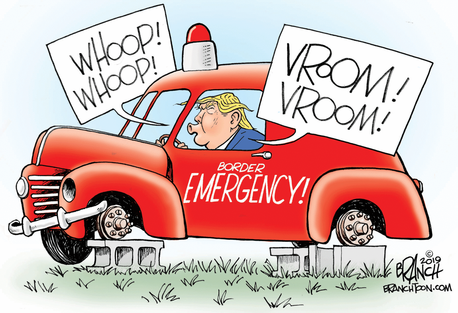 Automotive design OCR: wHoop! WHOOP! VROOM! VROOM! BORDER EMERGENCY! © 2019 ERANCHTTOON.COM Whn wHoop! WHOOP! VROOM! VROOM! BORDER EMERGENCY! © 2019 ERANCHTTOON.COM Whn