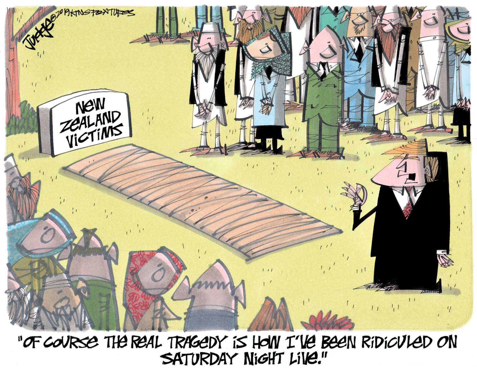 Publication OCR: NEW ZEALAND VICTIMS "OF COURSE THB REAL TRAGEDY iS HON I'VE BEEN RIDICULED ON SATURDAY NIGHT LIVE." NEW ZEALAND VICTIMS "OF COURSE THB REAL TRAGEDY iS HON I'VE BEEN RIDICULED ON SATURDAY NIGHT LIVE."