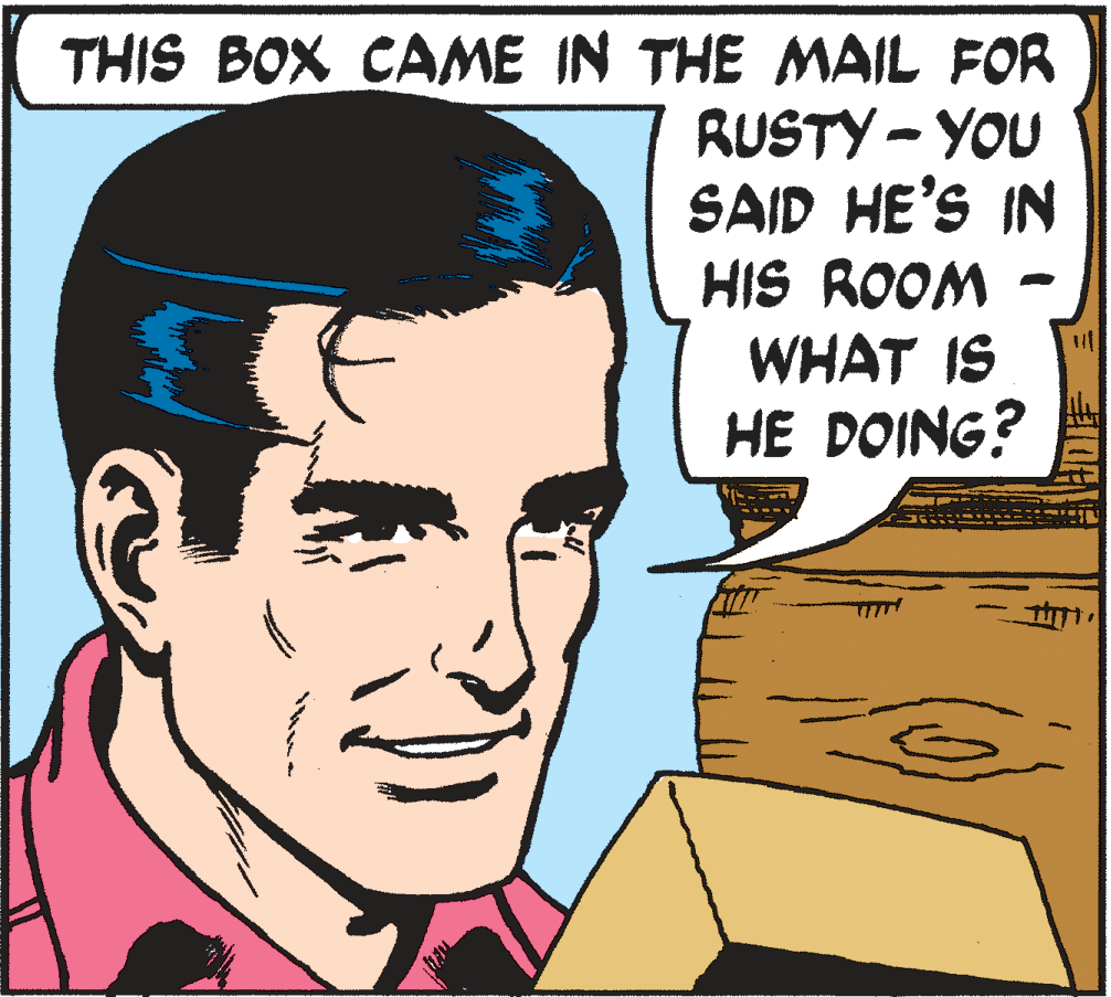 Vertebrate OCR: THIS BOX CAME IN THE MAIL FOR RUSTY - YOU SAID HE'S IN HIS ROOM WHAT IS HE DOING? THIS BOX CAME IN THE MAIL FOR RUSTY - YOU SAID HE'S IN HIS ROOM WHAT IS HE DOING?
