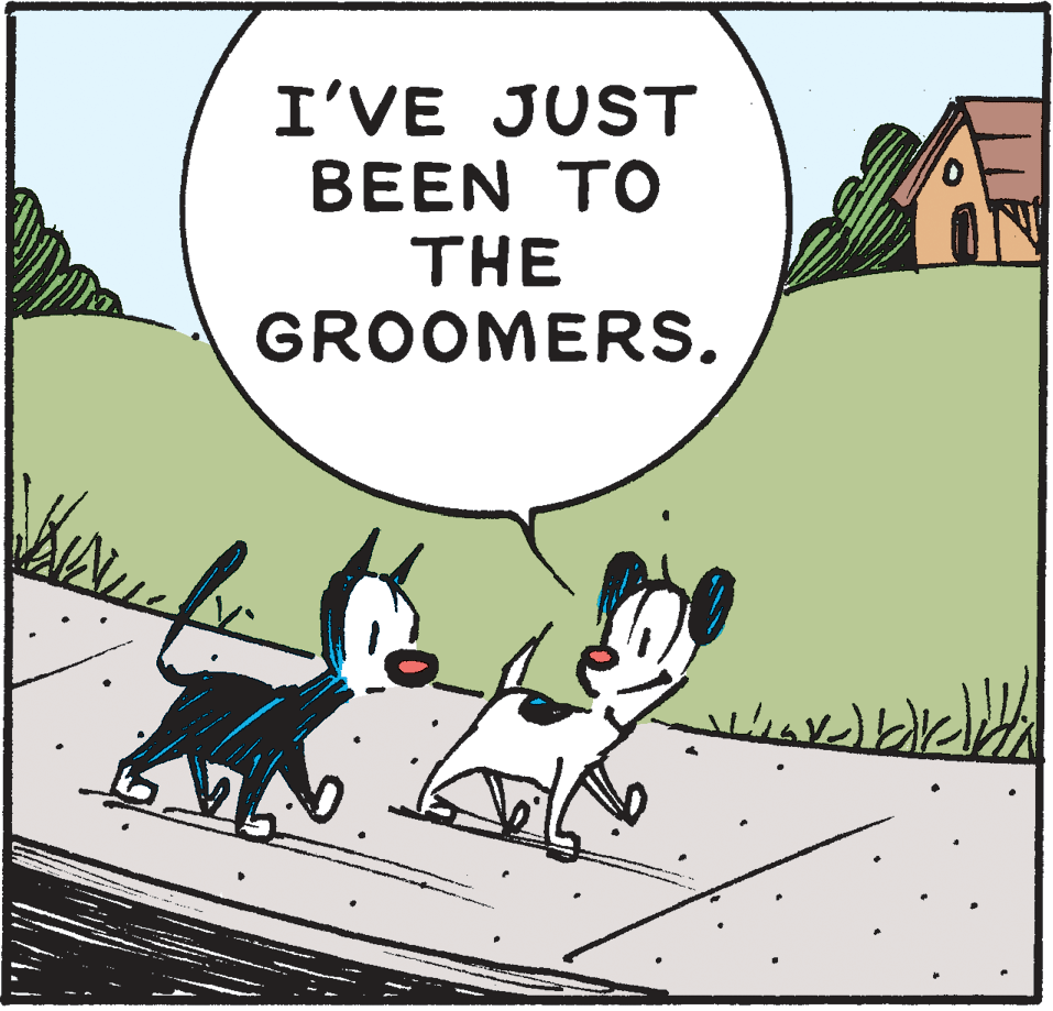 Line OCR: I'VE JUST BEEN TO THE GROOMERS. I'VE JUST BEEN TO THE GROOMERS.