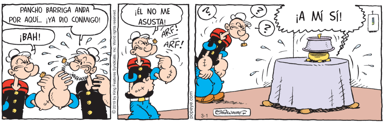 Rectangle OCR: PANCHO BARRIGA ANDA POR AQUÍ. ¡YA DIO CONMIGO! jÉL NO ME ¡A MÍ SÍ! ASUSTA! ARF! ARF! ¡BAH! 3-1 PANCHO BARRIGA ANDA POR AQUÍ. ¡YA DIO CONMIGO! jÉL NO ME ¡A MÍ SÍ! ASUSTA! ARF! ARF! ¡BAH! 3-1