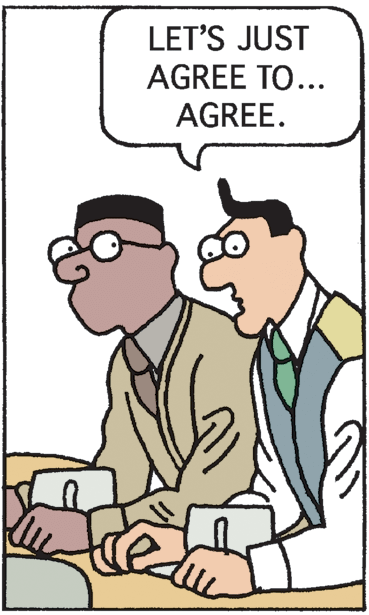 Happy OCR: LET'S JUST AGREE TO... AGREE. LET'S JUST AGREE TO... AGREE.