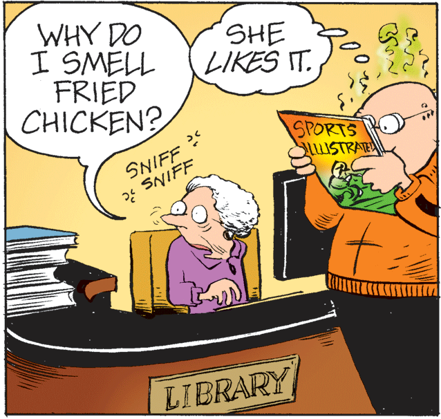 Art OCR: WHY DO I SMELL FRIED CHICKEN? SHE LIKES IT. SNIFF ? ? SNIFF SPORTS USTRATE t. LIBRARY WHY DO I SMELL FRIED CHICKEN? SHE LIKES IT. SNIFF ? ? SNIFF SPORTS USTRATE t. LIBRARY