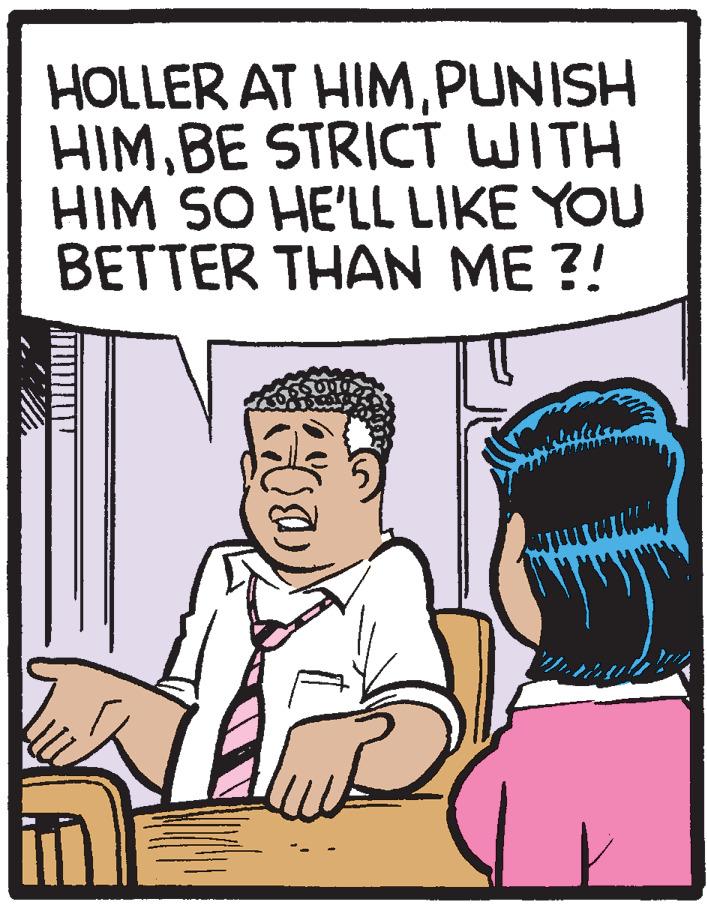 Illustration OCR: HOLLER AT HIMPUNISH HIMBE STRICT WITH HIM SO HE'LL LIKE YOU BETTER THAN ME ?! HOLLER AT HIMPUNISH HIMBE STRICT WITH HIM SO HE'LL LIKE YOU BETTER THAN ME ?!