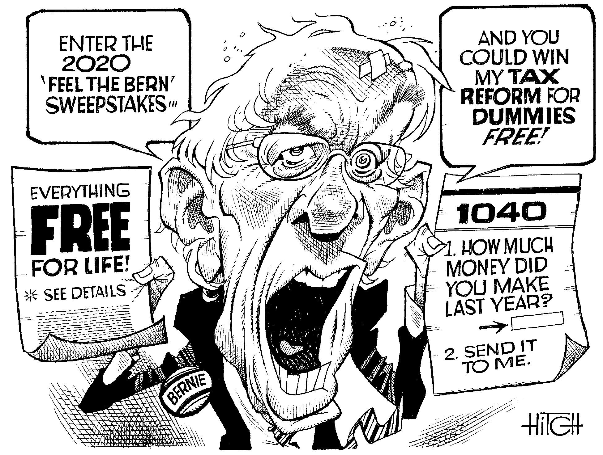 Sleeve OCR: ENTER THE 2020 'FEEL THE BERN' SWEEPSTAKESm AND YOU COULD WIN MY TAX REFORM FOR DUMMIES FREE! EVERYTHING FREE 1040 FOR LIFE! HOW MUCH MONEY DID YOU MAKE LAST YEAR? * SEE DETAILS 2. SEND IT T? ?E. BERNIE HiIGH ENTER THE 2020 'FEEL THE BERN' SWEEPSTAKESm AND YOU COULD WIN MY TAX REFORM FOR DUMMIES FREE! EVERYTHING FREE 1040 FOR LIFE! HOW MUCH MONEY DID YOU MAKE LAST YEAR? * SEE DETAILS 2. SEND IT T? ?E. BERNIE HiIGH