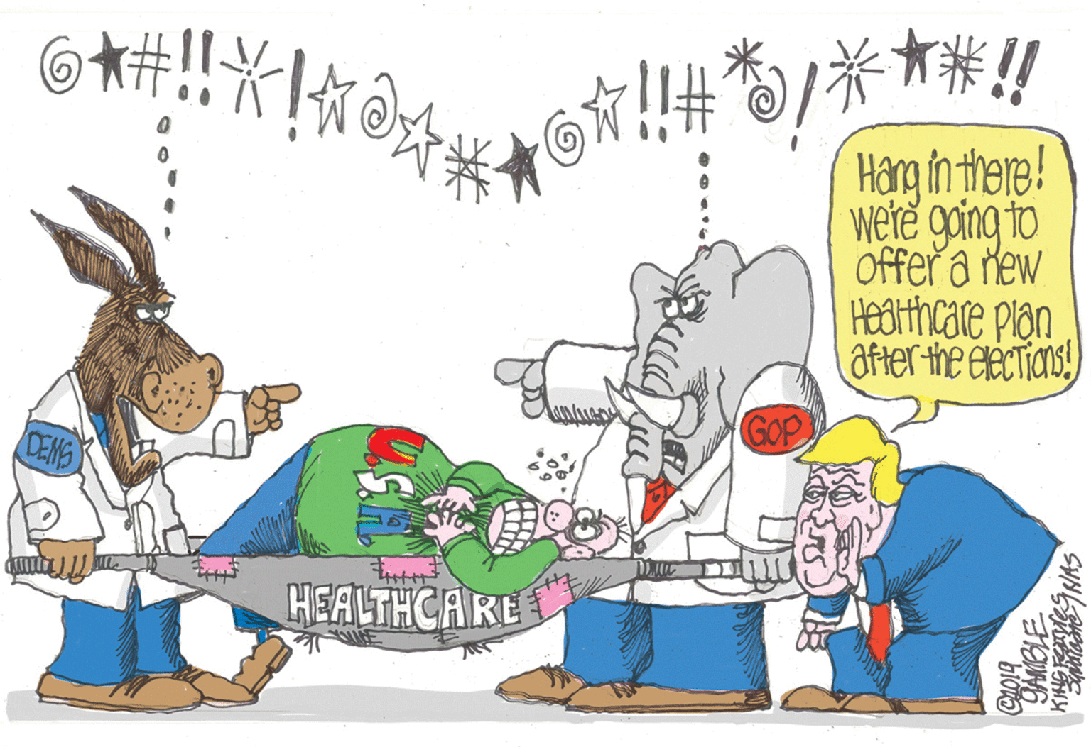 Working animal OCR: *#!!XI 6?!!#?/???/ Harg in there! were going to Offer a rew Healthcare plon after-the eeCTians! GOP DEMS HEALTHCARE blowo *#!!XI 6 ? !! # ? / ? ? ? / Harg in there! were going to Offer a rew Healthcare plon after-the eeCTians! GOP DEMS HEALTHCARE blowo