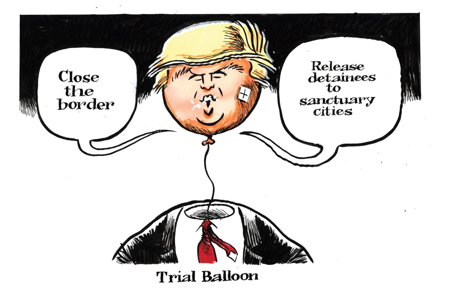 Art OCR: Close the border Release detainees to sanctuary cities Trial Balloon Close the border Release detainees to sanctuary cities Trial Balloon