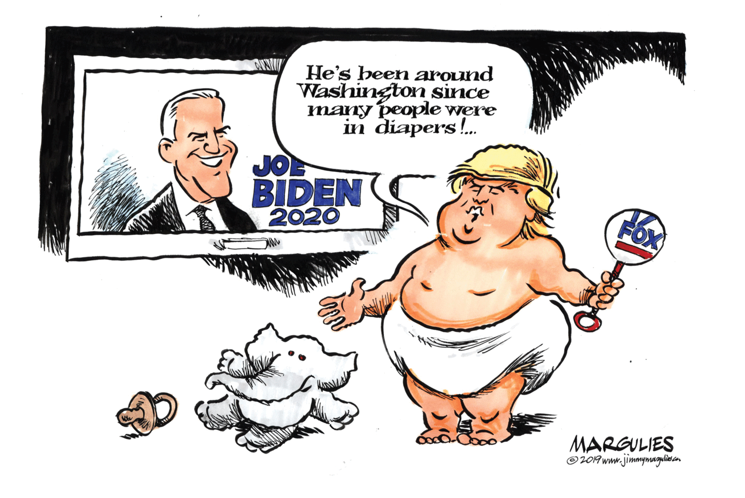 Abdomen OCR: He's been around Washington since many people were in diapers!. JOE BIDEN 2020 MARGULIES ©209 www.jimmymugulinseon He's been around Washington since many people were in diapers!. JOE BIDEN 2020 MARGULIES ©209 www.jimmymugulinseon