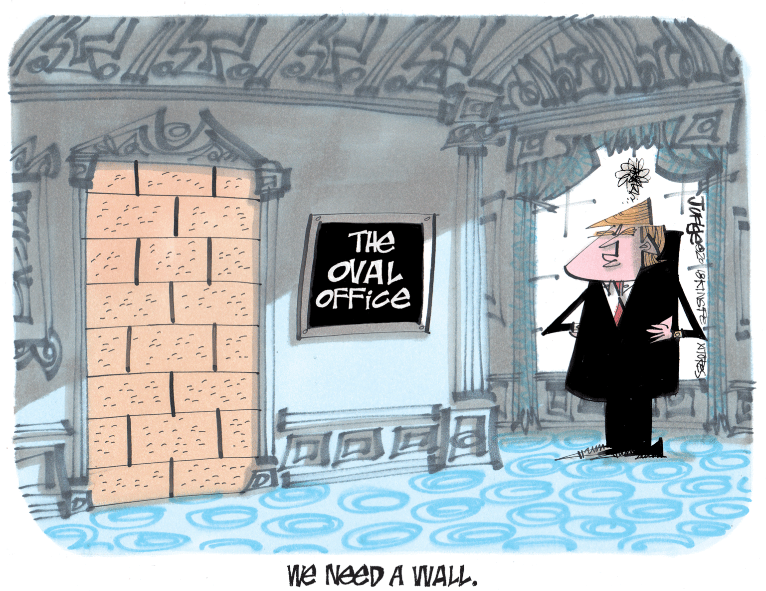 Brickwork OCR: THE OVAL OFFICE We NeeD A WALL. THE OVAL OFFICE We NeeD A WALL.