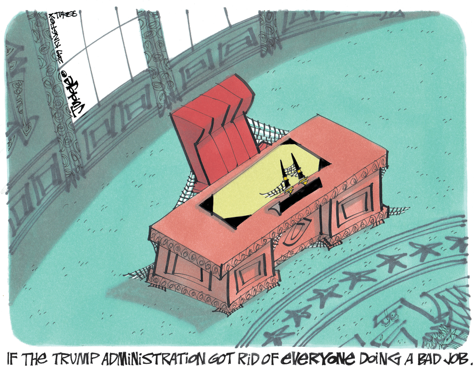 Illustration OCR: THES ?E 200 IF THE TRUMPADMINISTRATION GOT RIDOFEVERYONE DONGA BAD JOB. ****** THES ? E 200 IF THE TRUMPADMINISTRATION GOT RIDOFEVERYONE DONGA BAD JOB. ******