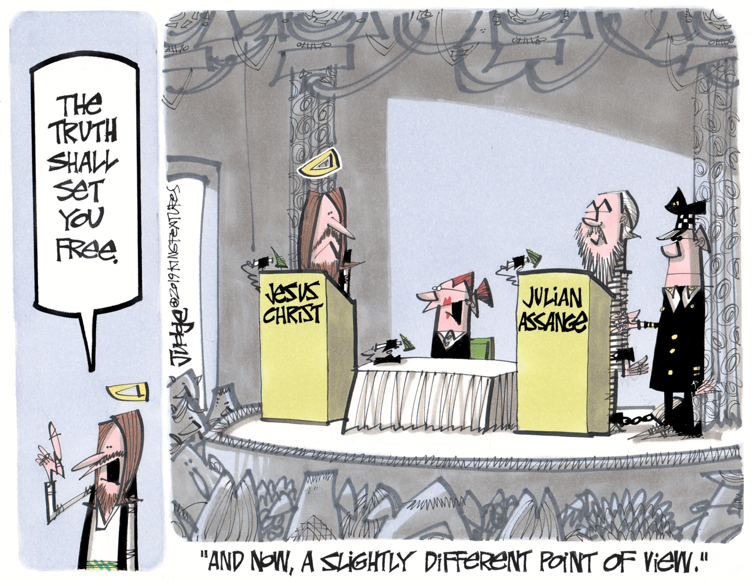 Sharing OCR: THe TRUTH SHALL SET YOU FRAVesus CHRIST JULIAN ASSANGE www "AND NOWA SLIGHTLY DIFFERENT PONT OF VieW." THe TRUTH SHALL SET YOU FRAVesus CHRIST JULIAN ASSANGE www "AND NOWA SLIGHTLY DIFFERENT PONT OF VieW."