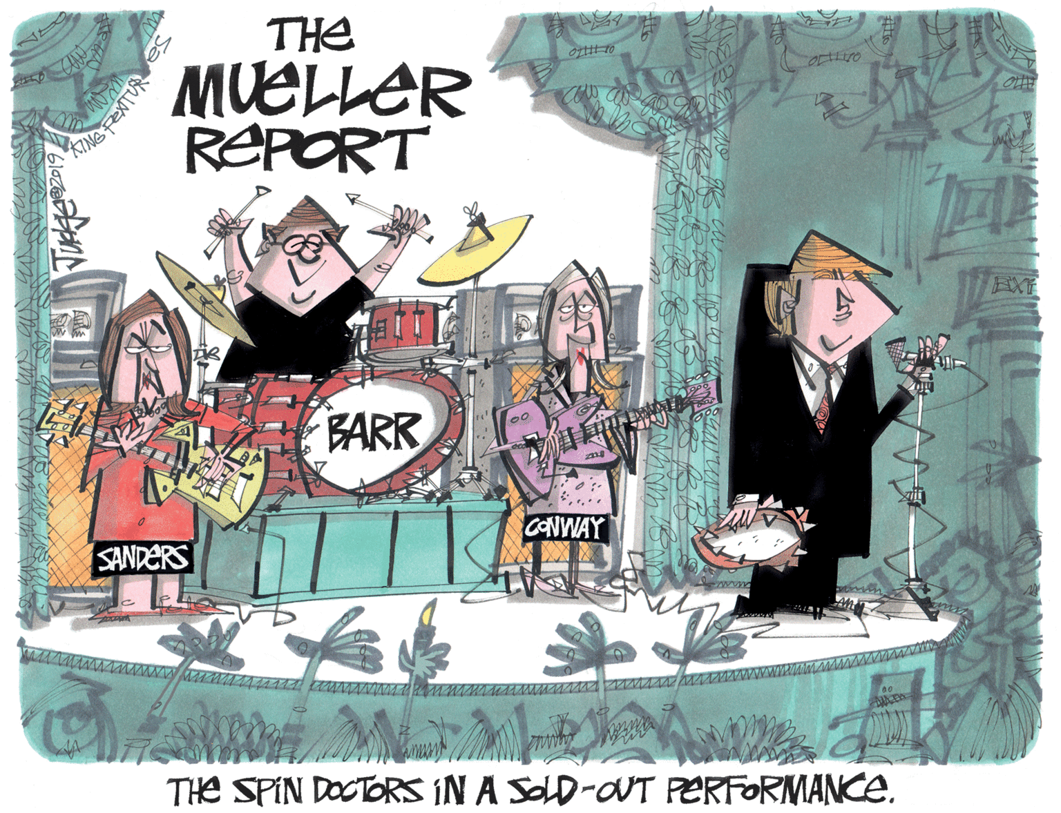 Sharing OCR: THE MUELLER REPORT EXE BARR CONWAY SANDERS THE SPIN DOCTORS IN A SOLD-OUT PERFORMANCE. THE MUELLER REPORT EXE BARR CONWAY SANDERS THE SPIN DOCTORS IN A SOLD-OUT PERFORMANCE.
