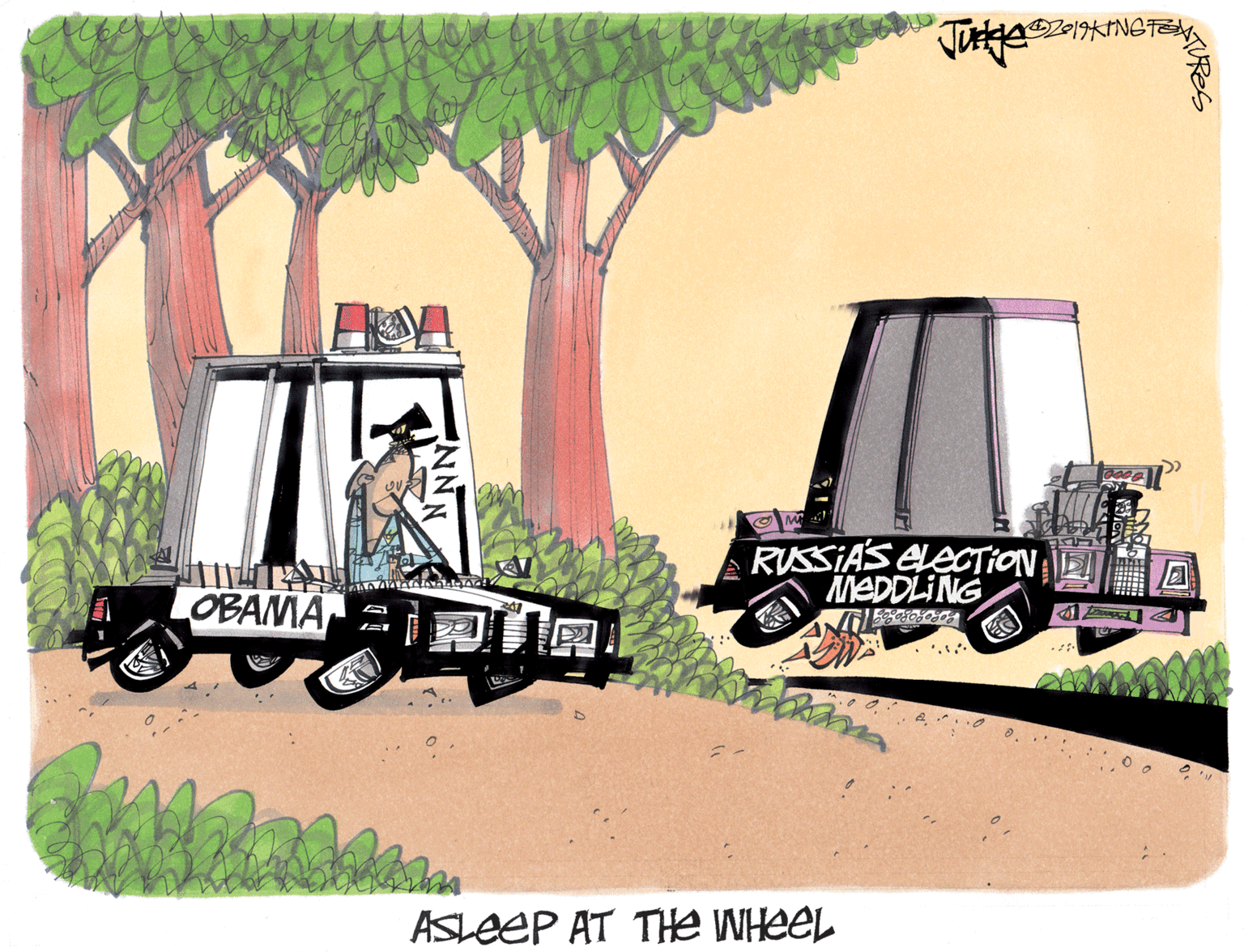 Clip art OCR: RUSSIAS ELECTION MEDDLING OBAMA ASLEEP AT THe WHEEL RUSSIAS ELECTION MEDDLING OBAMA ASLEEP AT THe WHEEL