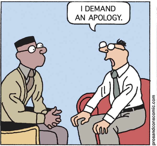 Finger OCR: I DEMAND AN APOLOGY. prosandconscomic.com I DEMAND AN APOLOGY. prosandconscomic.com