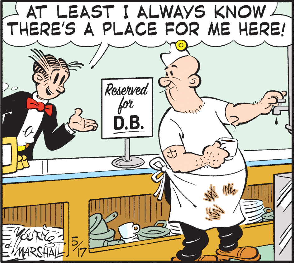 Line OCR: AT LEAST I ALWAYS KNOW THERE'S A PLACE FOR ME HERE! Reserved for D.B. MARSHAL AT LEAST I ALWAYS KNOW THERE'S A PLACE FOR ME HERE! Reserved for D.B. MARSHAL