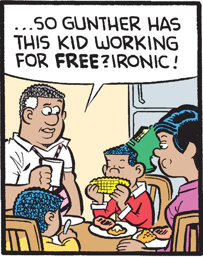 Rectangle OCR: ..S0 GUNTHER HAS THIS KID WORKING FOR FREE?IRONIC! ..S0 GUNTHER HAS THIS KID WORKING FOR FREE?IRONIC!