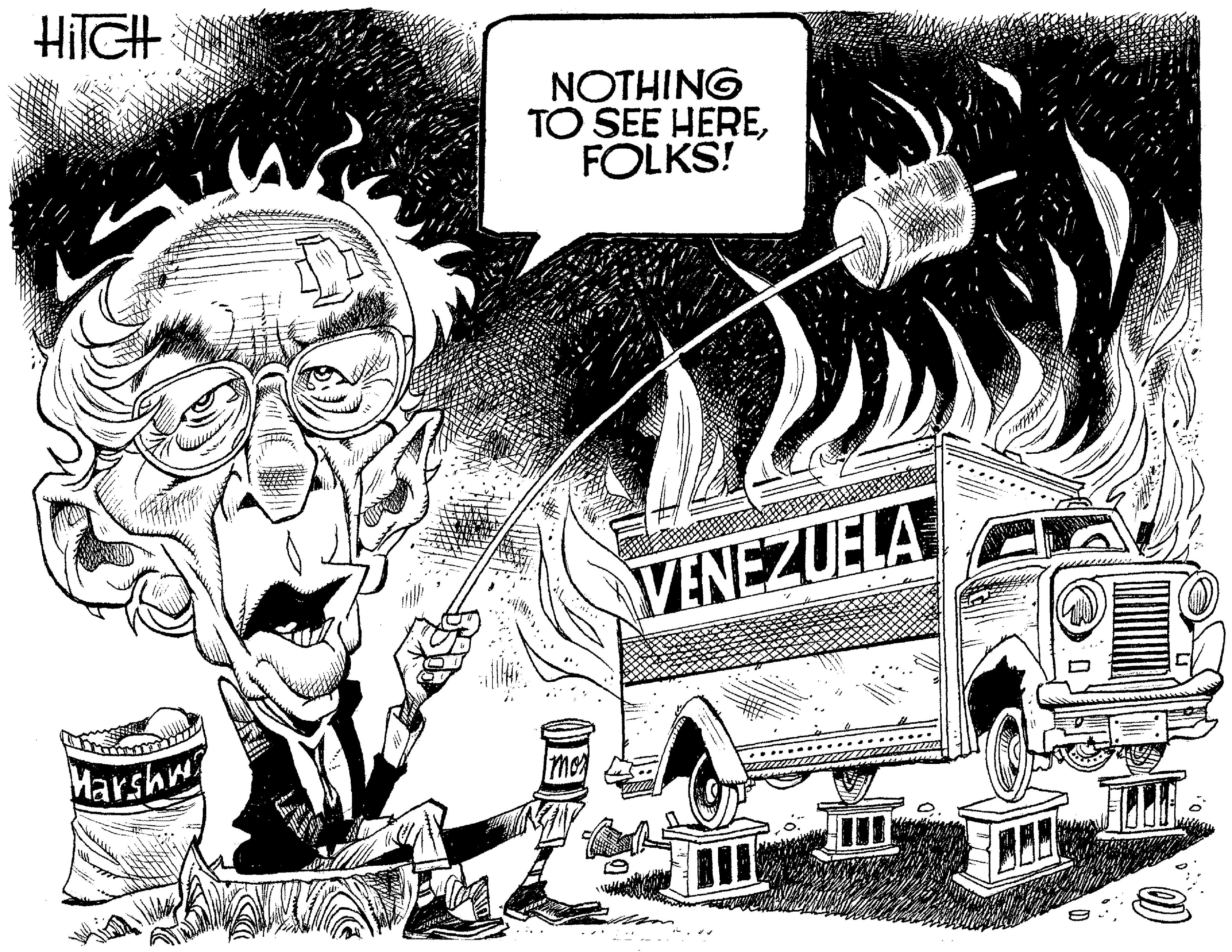 Line art OCR: NOTHING TO SEE HEREFOLKS! VENEZUELA Marshw NOTHING TO SEE HEREFOLKS! VENEZUELA Marshw