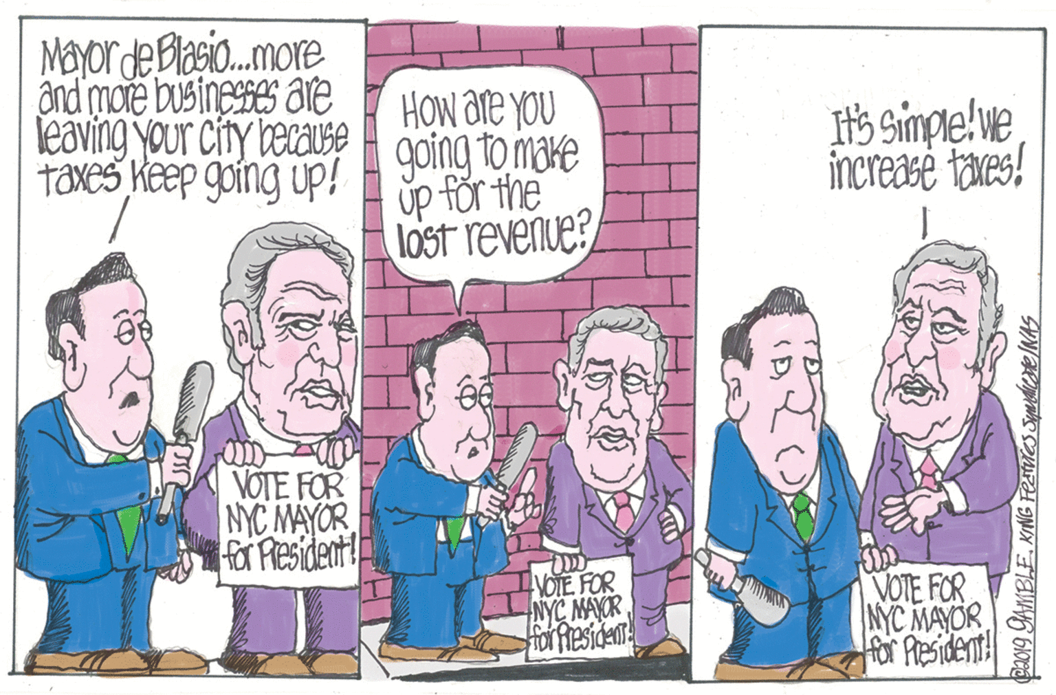 Illustration OCR: MaYor de Blasio.more ônd more busineses ae leðving your city becaUse taxes keep going up! HOw are you going to make up för the lost revenue? H5 Simplelve increase tares! VOTE FOR NYC MAYOR Ha Resident VOTE FOR NYC MAYOR for Residam VOTE FOR NYC MAYOR Hor Plesident! MaYor de Blasio.more ônd more busineses ae leðving your city becaUse taxes keep going up! HOw are you going to make up för the lost revenue? H5 Simplelve increase tares! VOTE FOR NYC MAYOR Ha Resident VOTE FOR NYC MAYOR for Residam VOTE FOR NYC MAYOR Hor Plesident!