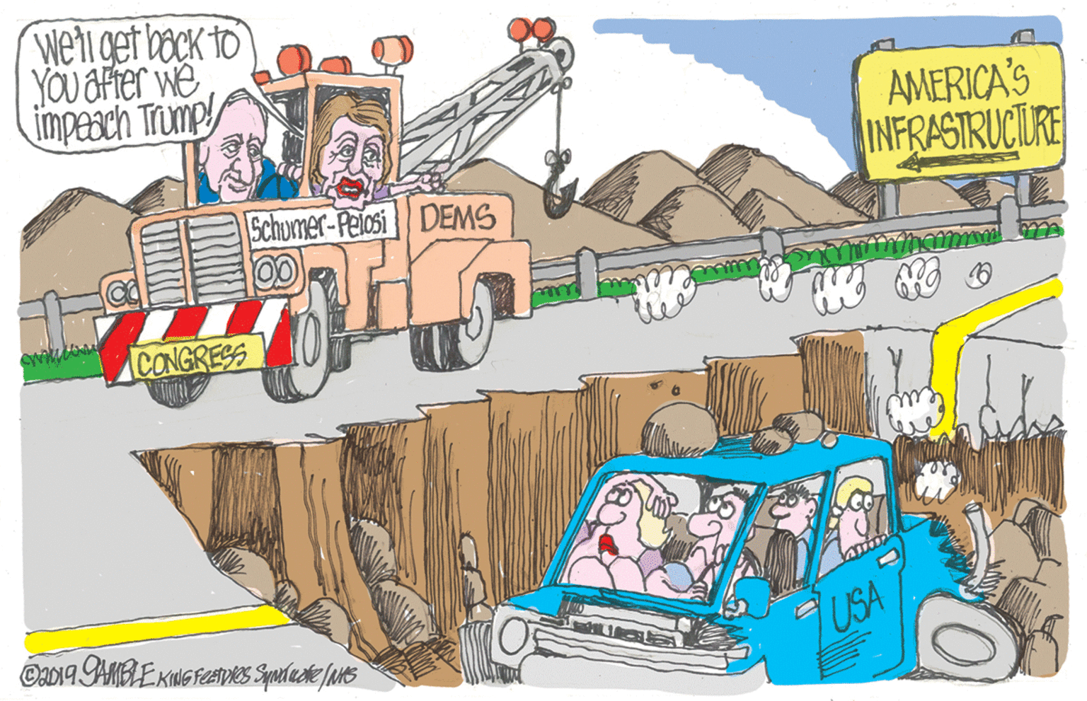 Line OCR: Weli get back to YOU aFter we impeach Trunmp AMERICA'S INFRASTRUCIIRE Schurmer-Pelosi DEMS 00 CONGRESS USA Weli get back to YOU aFter we impeach Trunmp AMERICA'S INFRASTRUCIIRE Schurmer-Pelosi DEMS 00 CONGRESS USA