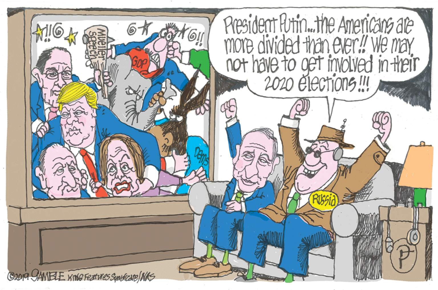 Illustration OCR: Presidenr Runin.he Americag ae More divided than ever! Vle maynot have to get inolved in their 2020 Clections ! MIG GOP PUSSia Presidenr Runin.he Americag ae More divided than ever! Vle maynot have to get inolved in their 2020 Clections ! MIG GOP PUSSia
