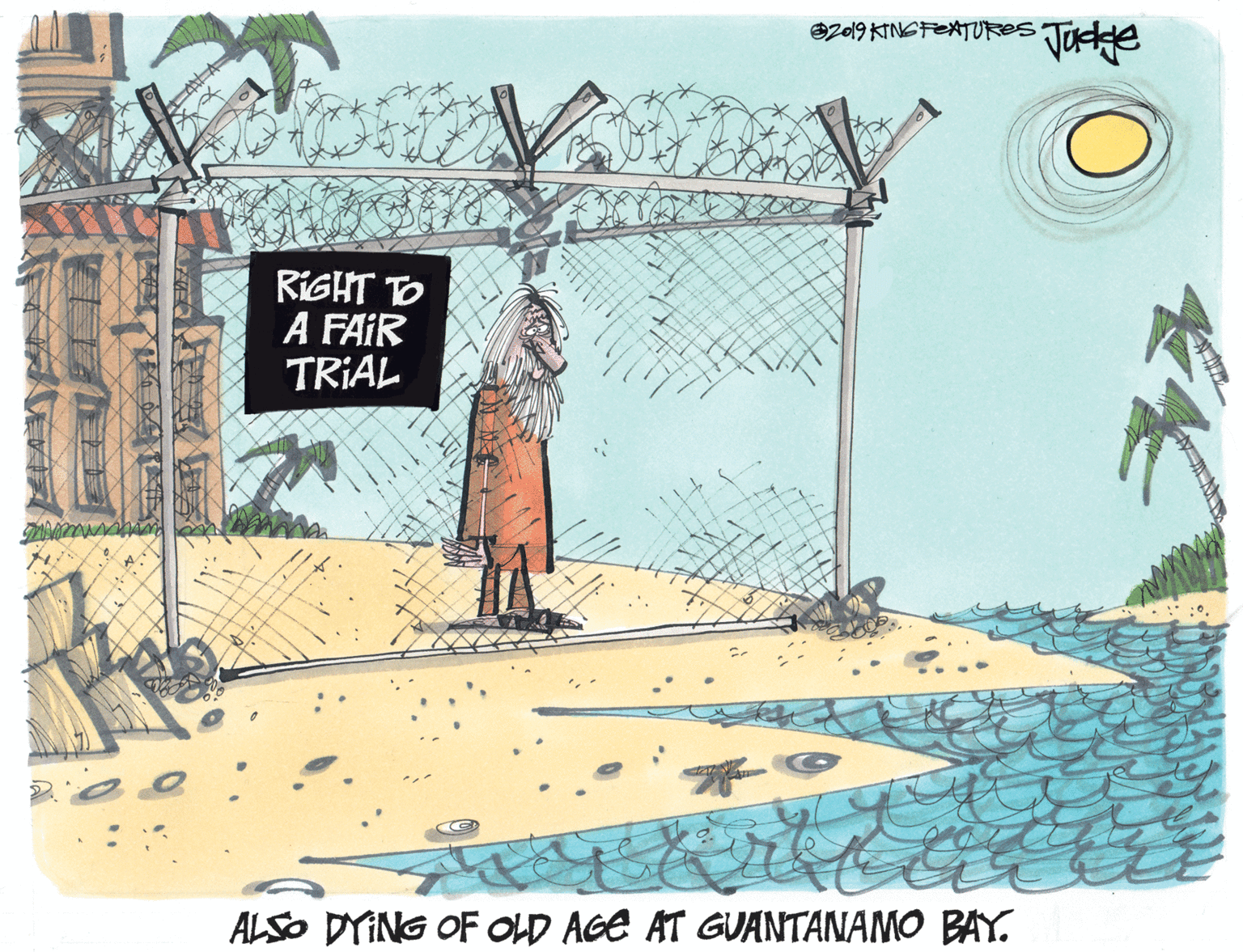Circle OCR: S719 KINS FEXTURkes Tudde RIGHT TO A FAIR TRIAL ALSO DYING OF OLD AGE AT GUANTANAMO BAY. S719 KINS FEXTURkes Tudde RIGHT TO A FAIR TRIAL ALSO DYING OF OLD AGE AT GUANTANAMO BAY.