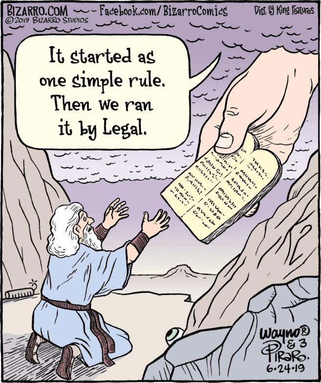 Pleased OCR: Dist Y King Features -Facebook.com/BizarroComics BIZARRO.COM © 2019 BIZARRO STUDIOS It started as one simple rule. Then We raN it by Legal. 121 + ? ? ? ?llL 'it n Wayno® 6.24-19 ?? … ma. Dist Y King Features -Facebook.com/BizarroComics BIZARRO.COM © 2019 BIZARRO STUDIOS It started as one simple rule. Then We raN it by Legal. 121 + ? ? ? ?llL 'it n Wayno® 6.24-19 ?? … ma.