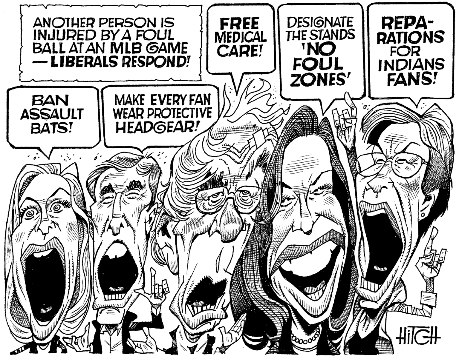 Parallel OCR: ANOTHER PERSON IS INJURED BY A FOUL BALL AT AN MLB GAME LIBERALS RESPOND! FREE MEDICAL CARE! DESIGNATE THE STANDS 'NO FOUL ZONES' REPA- RATIONS FOR INDIANS FANS! - BAN ASSAULT BATS! MAKE EVERY FAN WEAR PROTECTIVE HEADGEAR! HilGH ANOTHER PERSON IS INJURED BY A FOUL BALL AT AN MLB GAME LIBERALS RESPOND! FREE MEDICAL CARE! DESIGNATE THE STANDS 'NO FOUL ZONES' REPA- RATIONS FOR INDIANS FANS! - BAN ASSAULT BATS! MAKE EVERY FAN WEAR PROTECTIVE HEADGEAR! HilGH