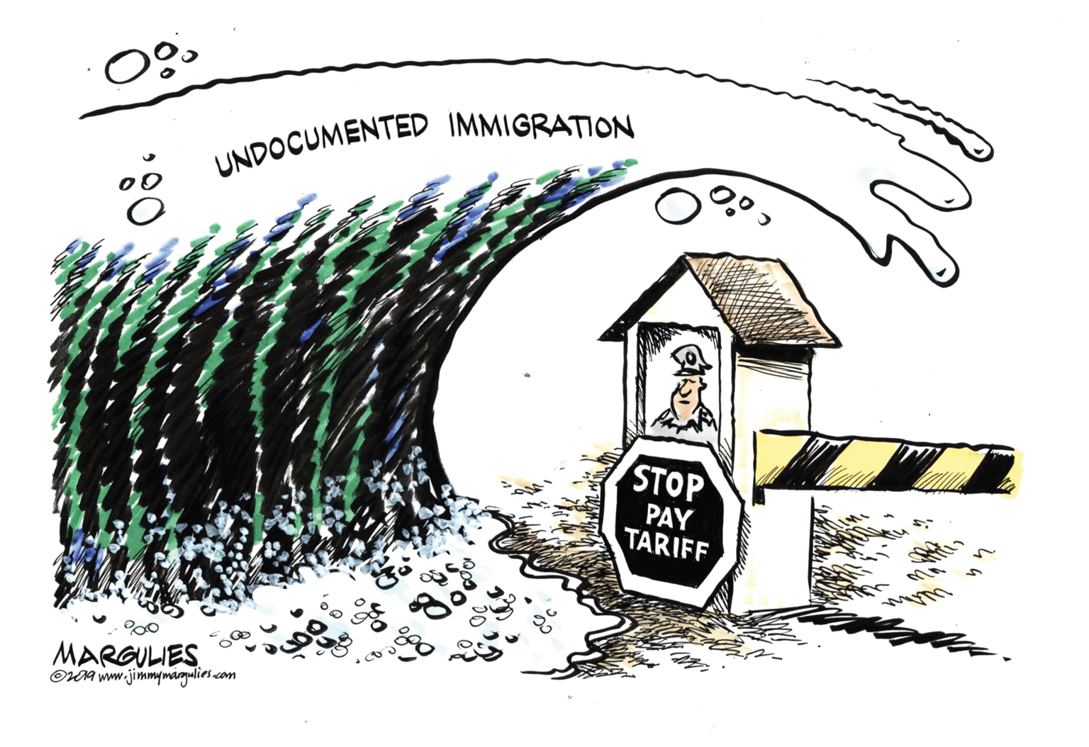 Painting OCR: UNDOCUMENTED IMMIGRATION STOP PAY TARIFF MARGULIES OA www.jimmymarguliescom UNDOCUMENTED IMMIGRATION STOP PAY TARIFF MARGULIES OA www.jimmymarguliescom