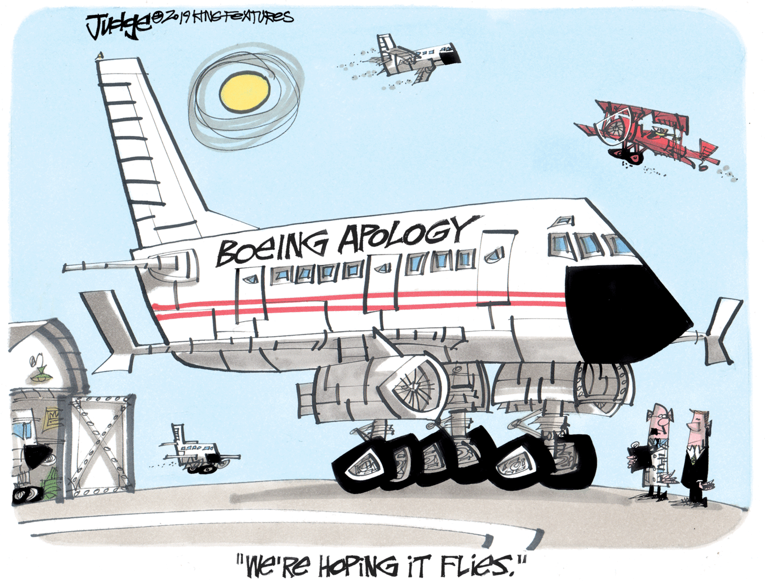 Airliner OCR: BOeING APOLOGY "We'Re HOPING iT FLIES" BOeING APOLOGY "We'Re HOPING iT FLIES