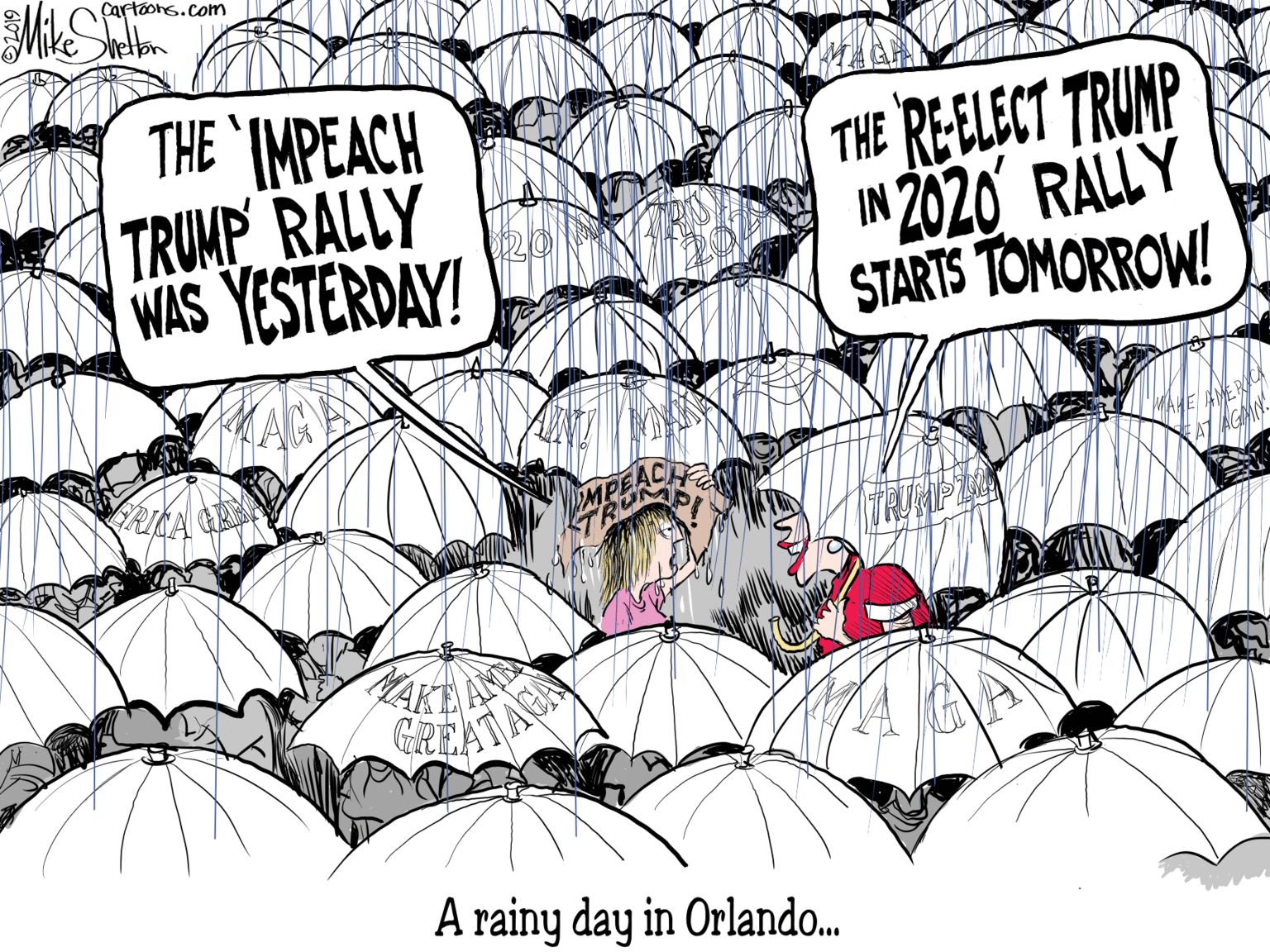 Design OCR: Cartoons.com THE `IMPEACH TRUMP RALLY WAS YESTERDAY! THE REELECT TRUMP IN 2020 RÁLLY STARTS TOMORROW! KAKEA EATAGH GREAL A rainy day in Orlando. Cartoons.com THE `IMPEACH TRUMP RALLY WAS YESTERDAY! THE REELECT TRUMP IN 2020 RÁLLY STARTS TOMORROW! KAKEA EATAGH GREAL A rainy day in Orlando.