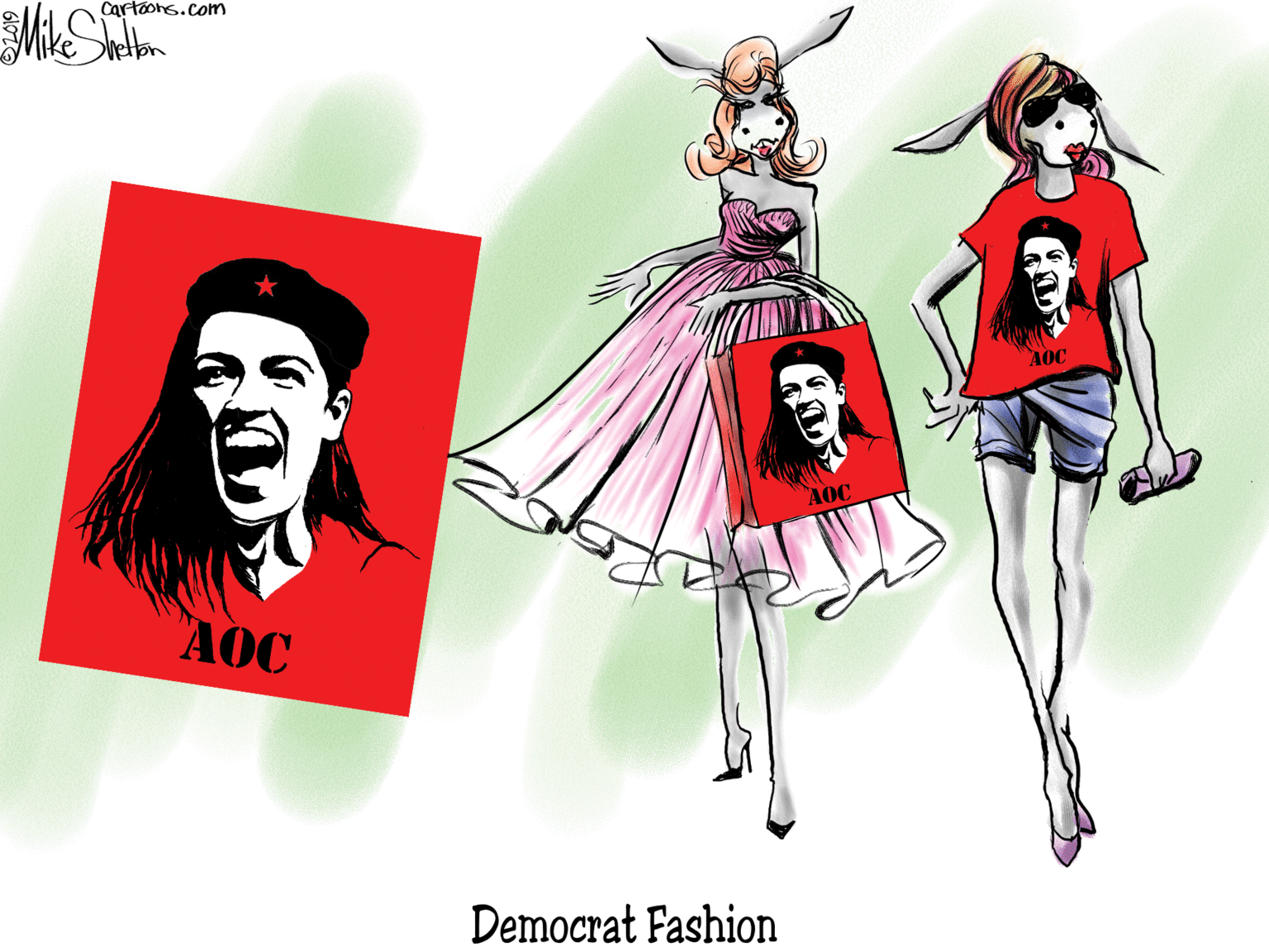 Drawing OCR: Cartoons.com AOC AOC AOC Democrat Fashion Cartoons.com AOC AOC AOC Democrat Fashion