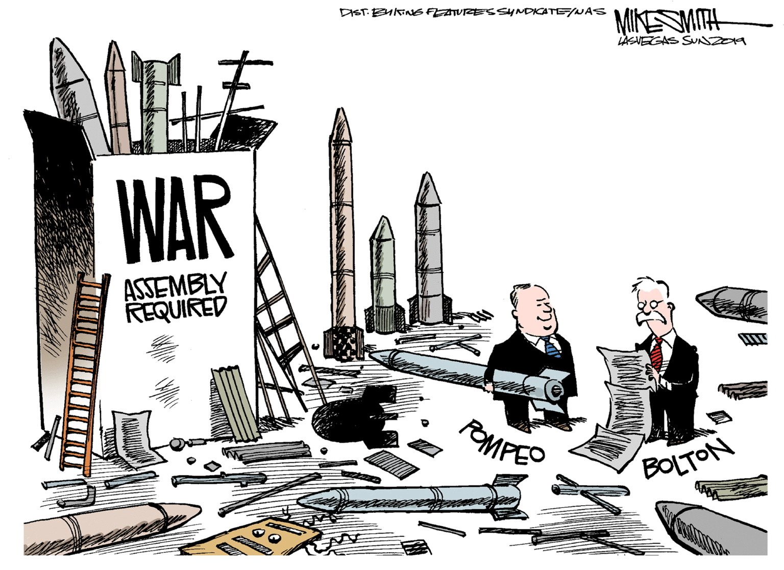 Drawing OCR: DIST: BUTNGFEATUZESSYNDIKATE/NAS MIKESMITH LASVEGAS S ZOA A WAR ASSEMBLY REQUIRED POMPED BOLTON DIST: BUTNGFEATUZESSYNDIKATE/NAS MIKESMITH LASVEGAS S ZOA A WAR ASSEMBLY REQUIRED POMPED BOLTON