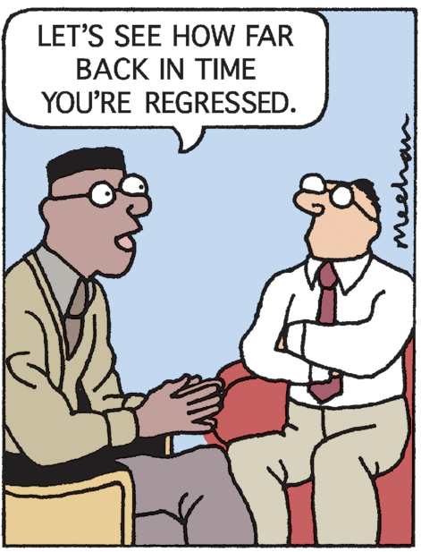 Gesture OCR: LET'S SEE HOW FAR BACK IN TIME YOU'RE REGRESSED. Meeh LET'S SEE HOW FAR BACK IN TIME YOU'RE REGRESSED. Meeh