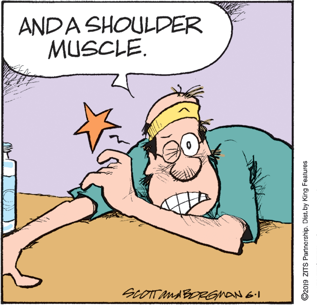 Animation OCR: ANDA SHOULDER MUSCLE. ScOTTAnd BORGMAN61 ©2019 ZITS Partnership. Dist. by King Features ANDA SHOULDER MUSCLE. ScOTTAnd BORGMAN61 ©2019 ZITS Partnership. Dist. by King Features